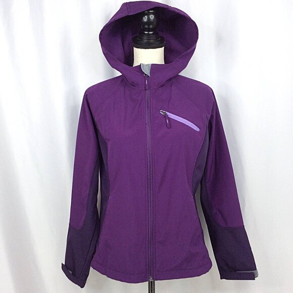 Free Tech Jacket Womens Size Medium 8/10 Purple Hooded Full Zip Fleece Lined - Picture 1 of 11